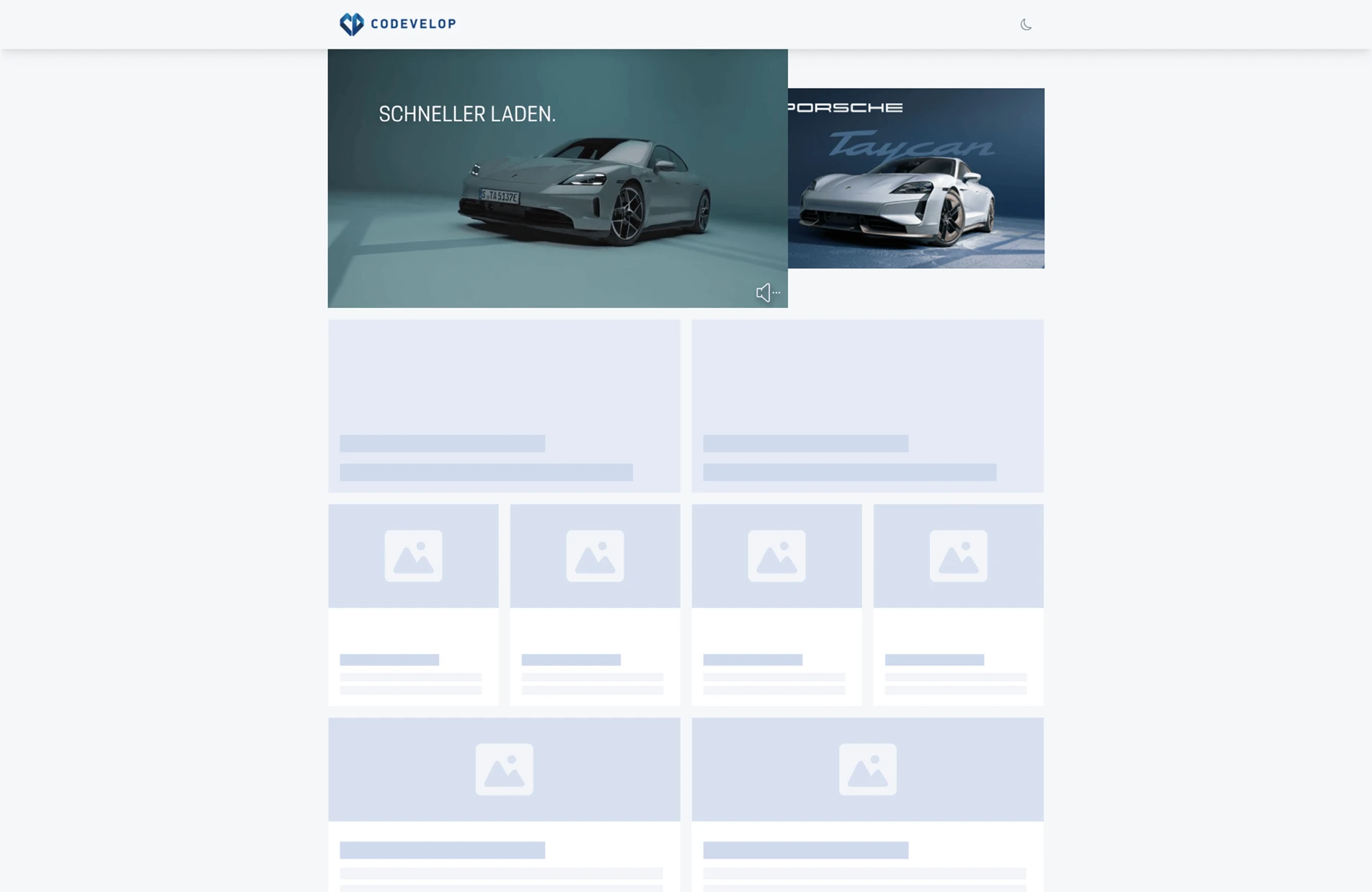 Dynamic Head Desktop Anzeige mit Video und Animation von Porsche Taycan