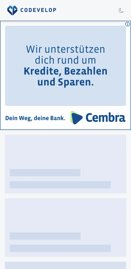 Dynamic Head Mobile Anzeige mit Video von Cembra Money Bank