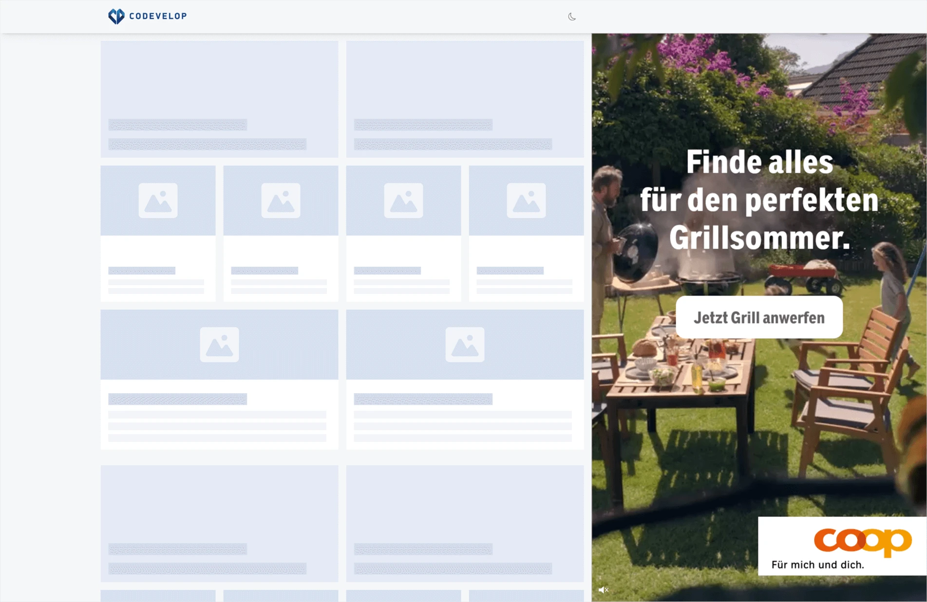 Full Responsive Sitebar Desktop mit Full Video von Coop