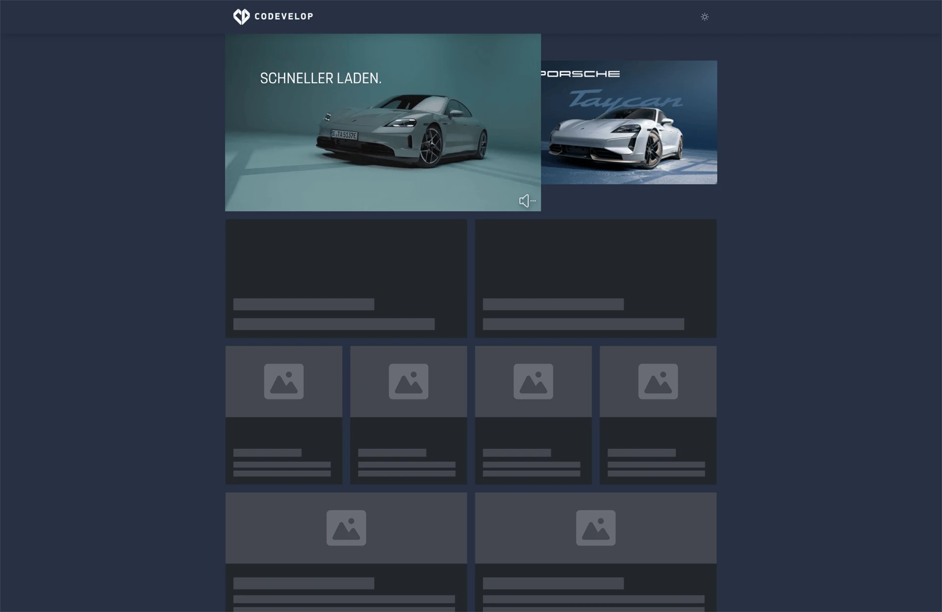 Dynamic Head Desktop Anzeige mit Video und Animation von Porsche Taycan