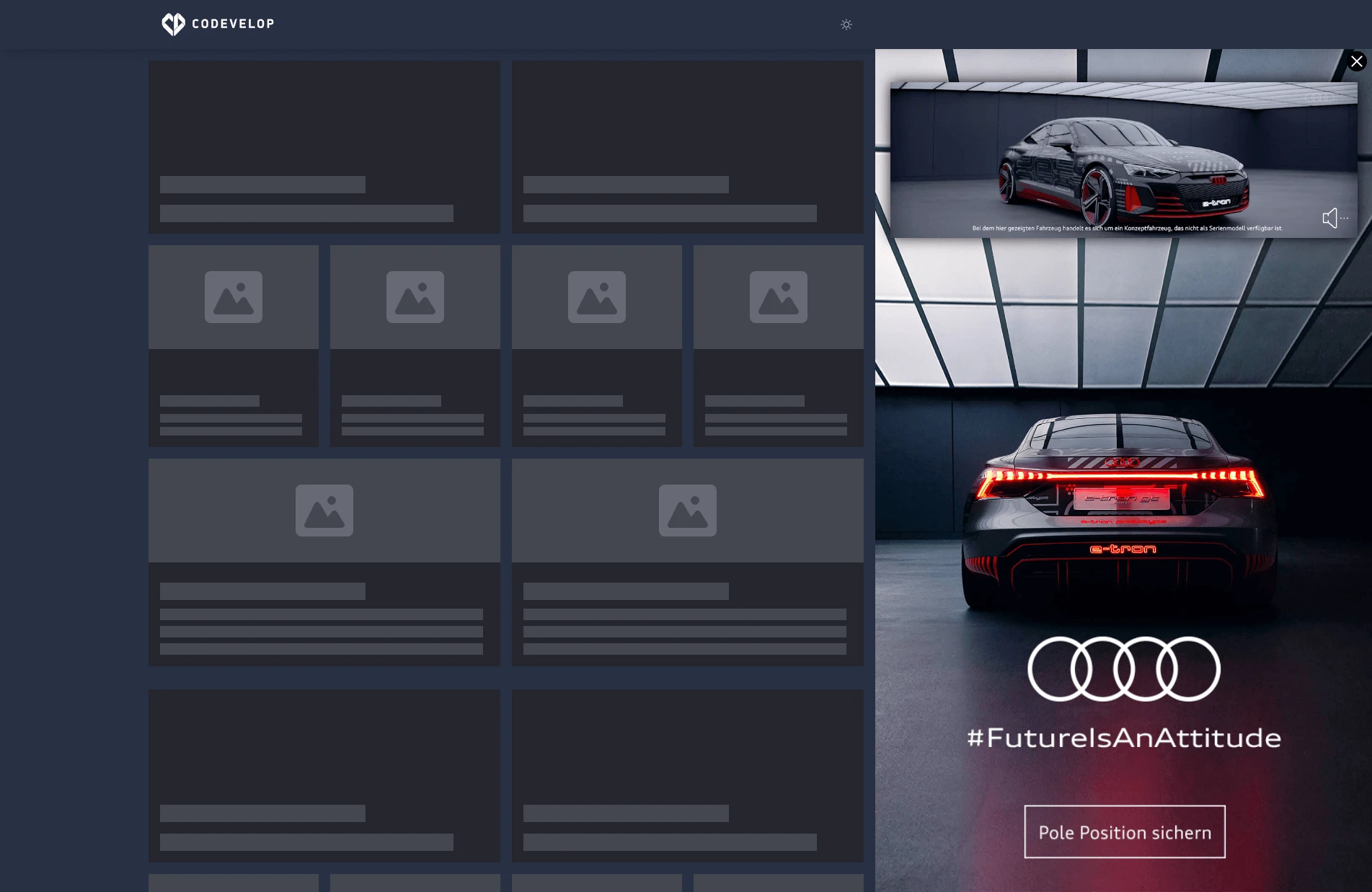 Full Responsive Sitebar Desktop mit Video von Audi e-tron