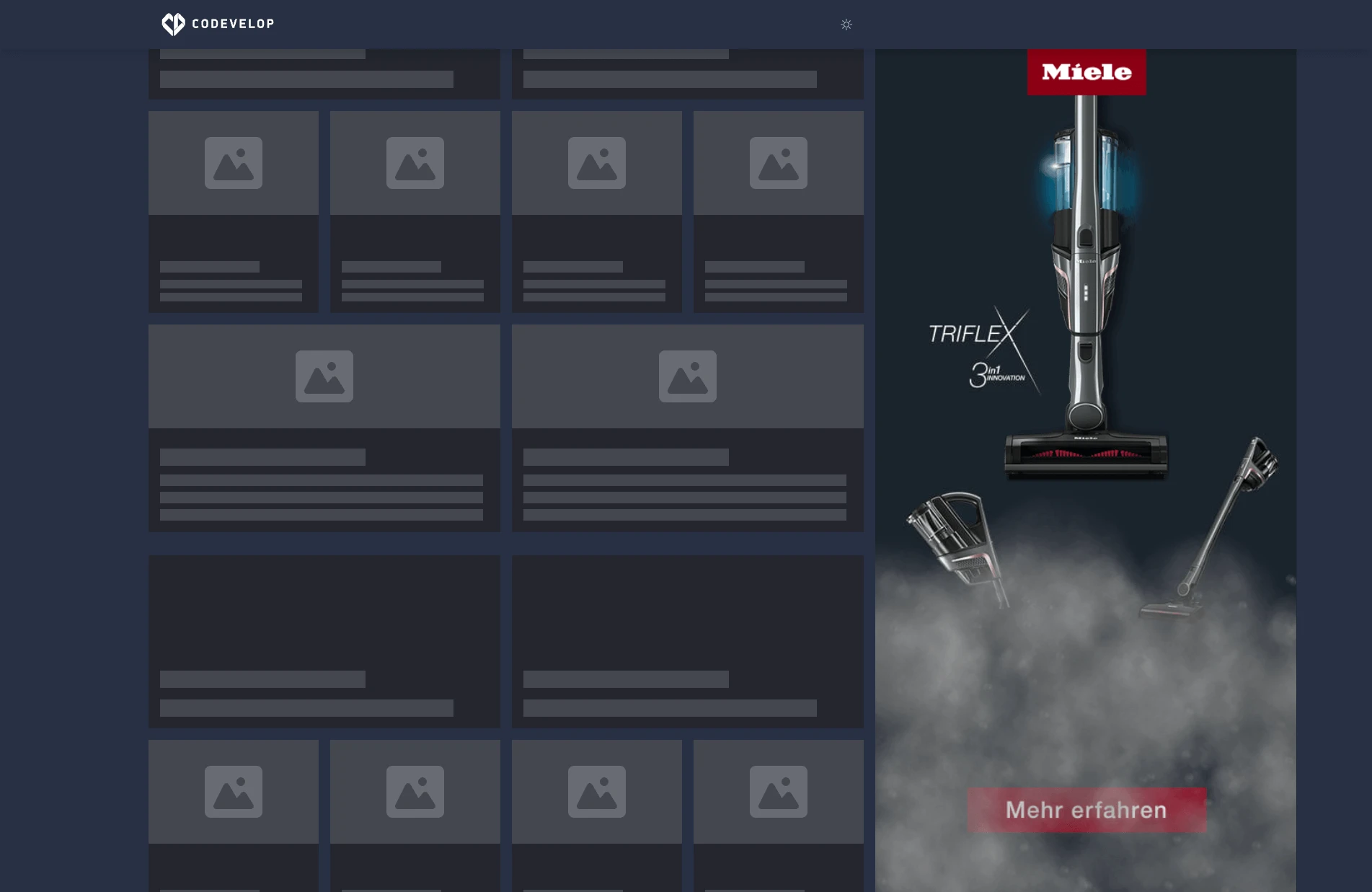 Sitebar Desktop mit Scroll-Effekt von Miele