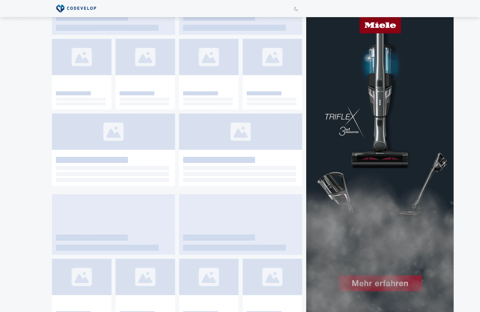 Sitebar Desktop mit Scroll-Effekt von Miele